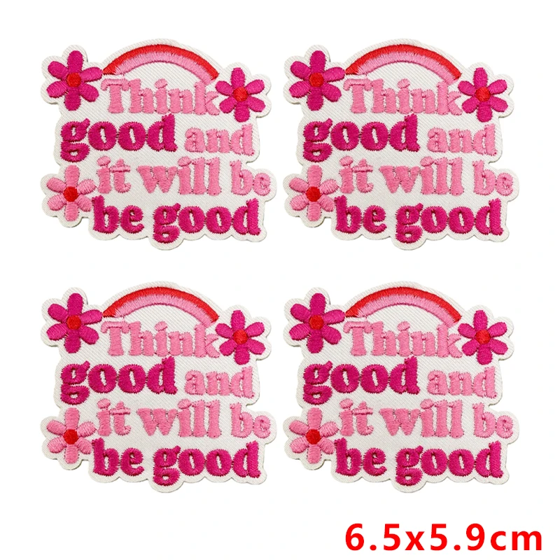 Parche termoadhesivo rosa con frases positivas – para ropa y mochila