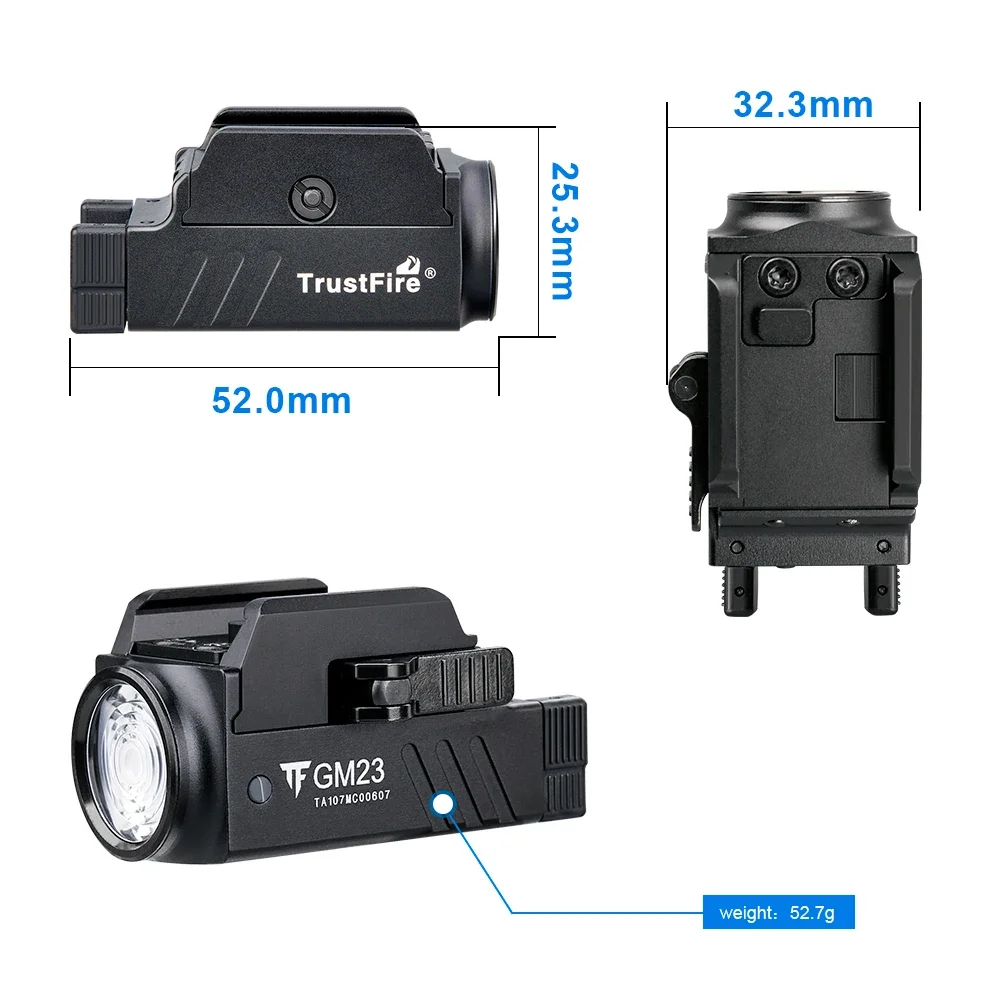 TrustFire GM23 Linterna táctica LED recargable USB Picatinny - imagen 5