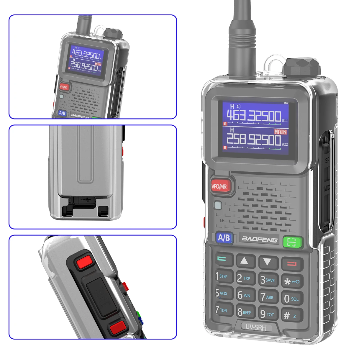 ABBREE Funda para walkie talkie Baofeng UV-5RH TPU impermeable - imagen 3