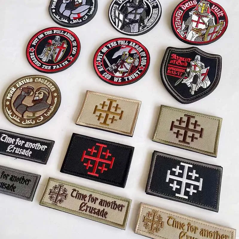 Parche bordado templarios cruzados para ropa táctica insignia - imagen 3