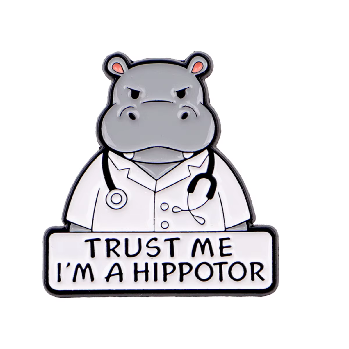 Pin esmalte veterinario hipopótamo Confía en mí – Broche divertido - imagen 4