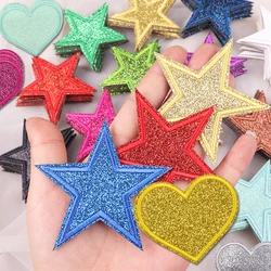 Parches termoadhesivos bordados con purpurina corazón y estrella