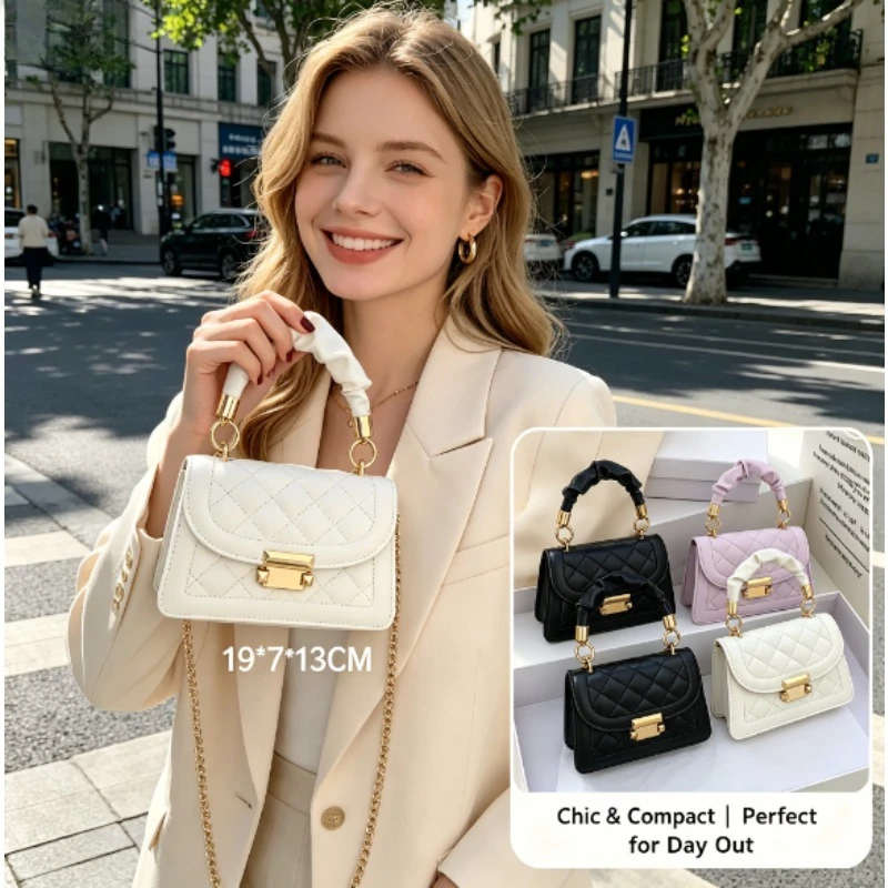 Bolso mensajero bandolera cuadrado con cadena para mujer - imagen 2