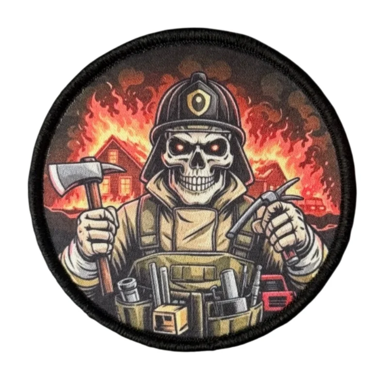 Parche táctico calavera bombero con Velcro para mochilas y ropa táctica - imagen 3