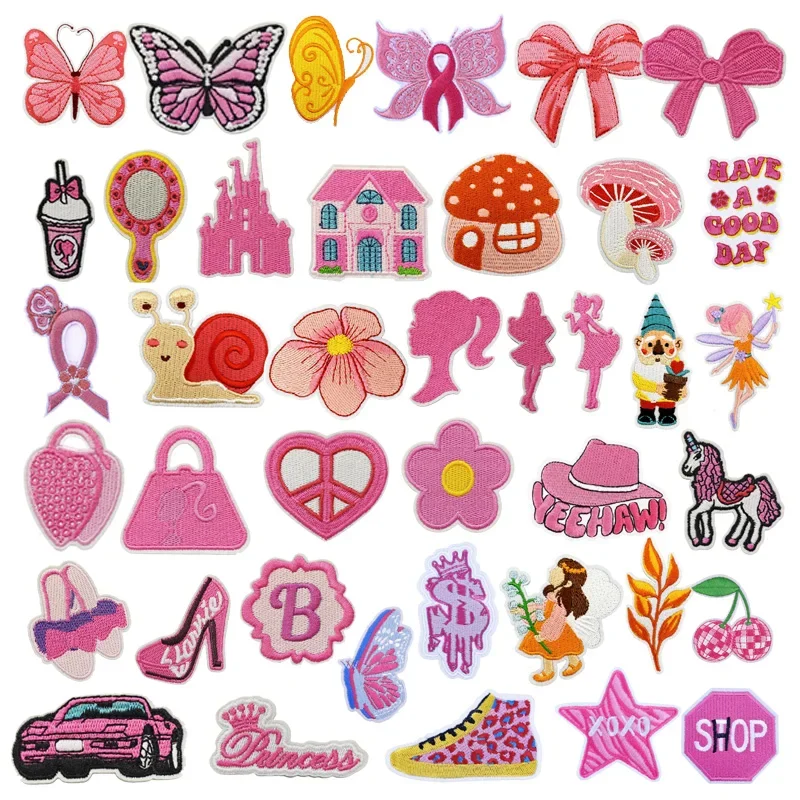 Parche termoadhesivo bordado caracol rosa estilo lazo – Para niña - imagen 2