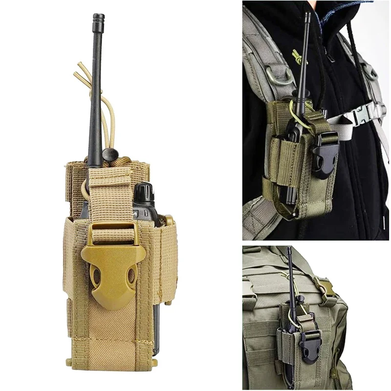 Soporte táctico ajustable Molle para walkie talkie nailon exterior