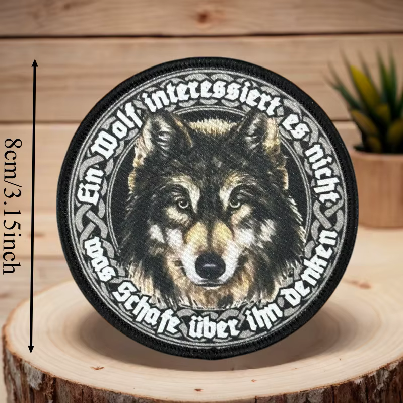Parche estampado cabeza lobo insignia moral táctica gancho y bucle