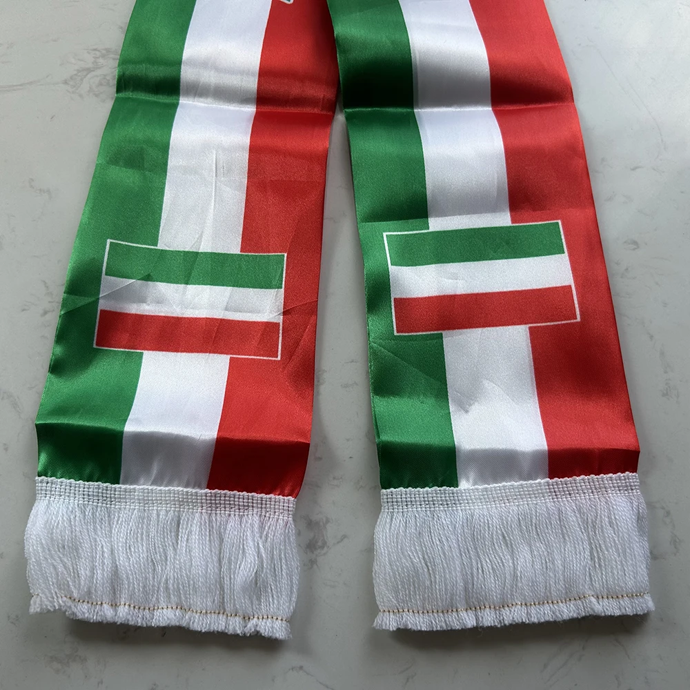 Bufanda bandera húngara de satén estampado doble cara con borlas - imagen 4
