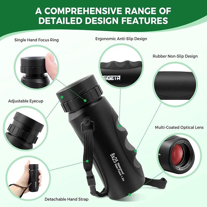 Monocular HD 8x25 compacto resistente al agua IPX7 outdoor - imagen 4