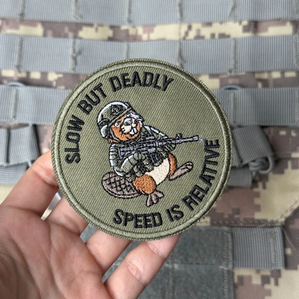 Parche bordado Beaver insignia moral gancho y bucle militar - imagen 4