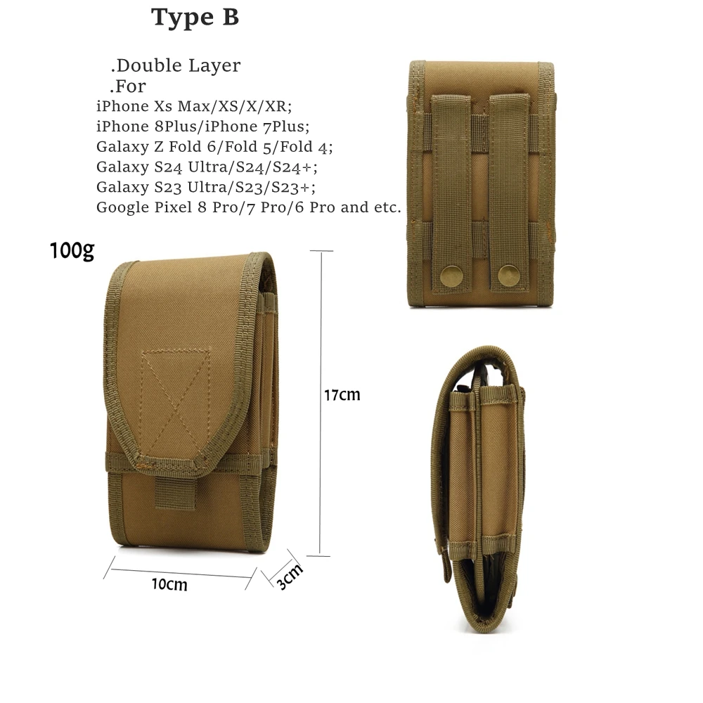 Funda táctica MOLLE para teléfono con clip de cinturón ajustable - imagen 2
