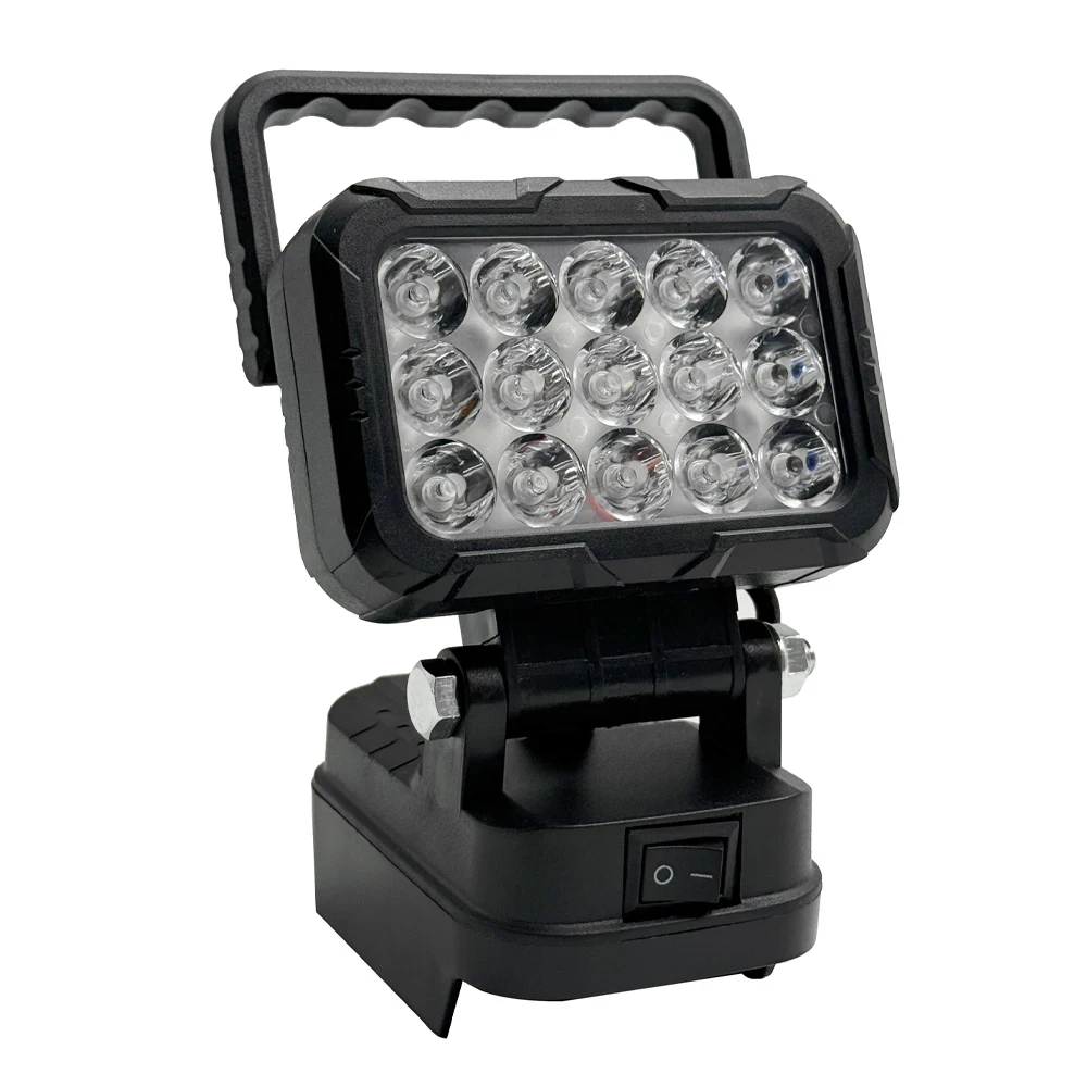 Vista lateral de la luz LED con cabezal orientable