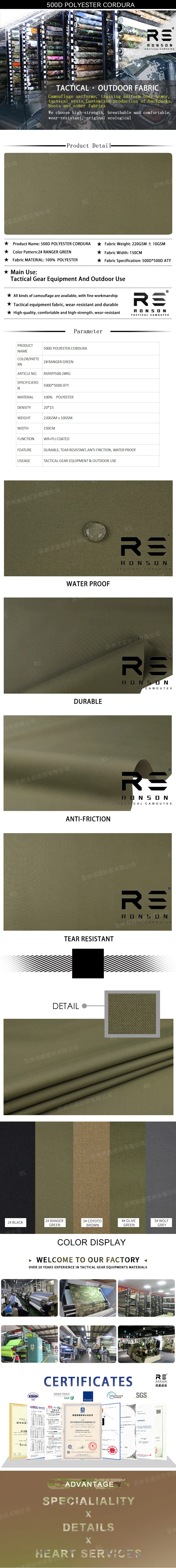 Ranger gren Ronsontex en tejido tipo Cordura 500D