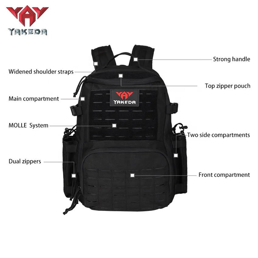 Yakeda Mochila Táctica MOLLE de Nylon 1000D Impermeable