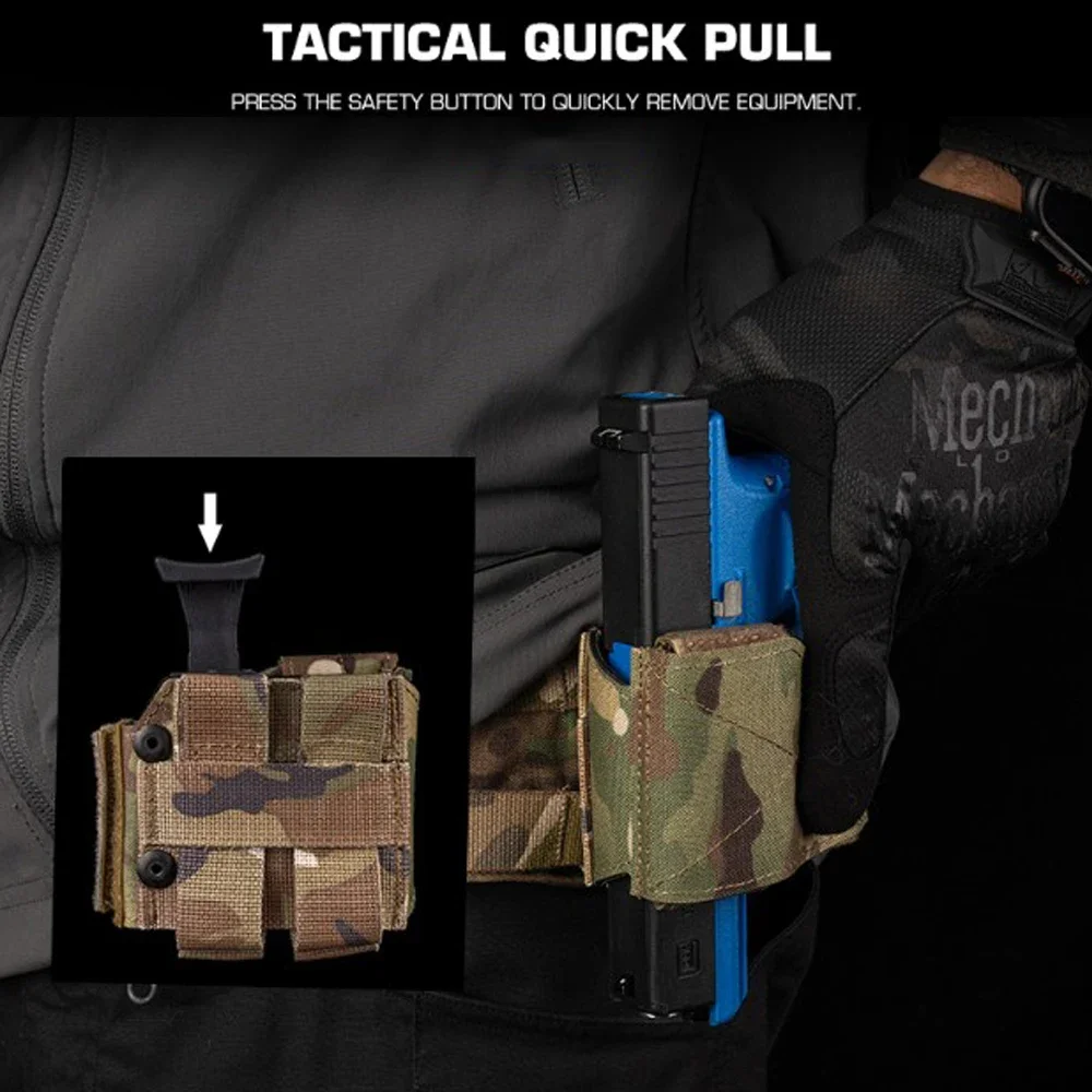 Funda táctica MOLLE izquierda – Pistolera con cinturón de liberación rápida - imagen 2