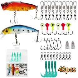 Kit de señuelos de pesca variados: jig, plomos y anzuelos