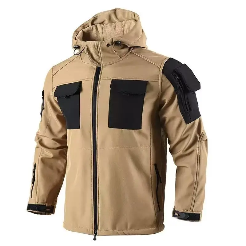 Chaqueta táctica Sharskin de lana impermeable con capucha - imagen 3