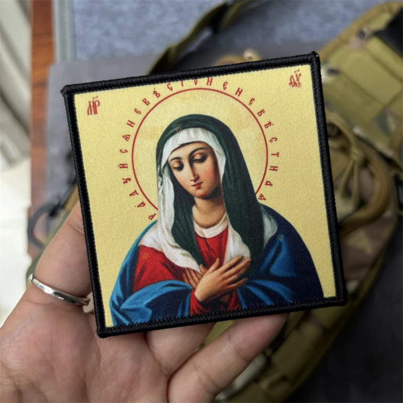 Parche táctico Virgen María, velcro gancho y bucle para ropa - imagen 5
