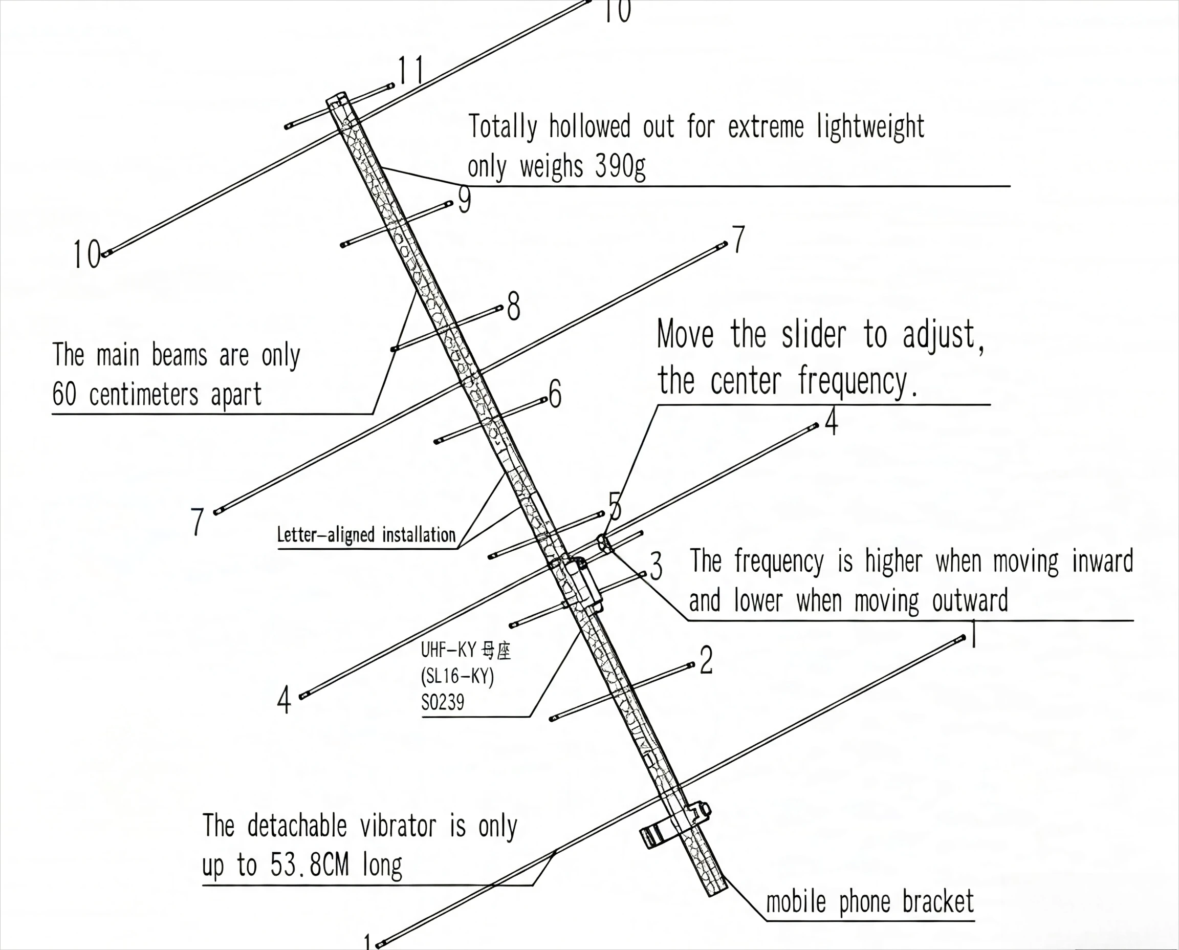 Antena Yagi VHF UHF portátil de alta ganancia para radioafición - imagen 3