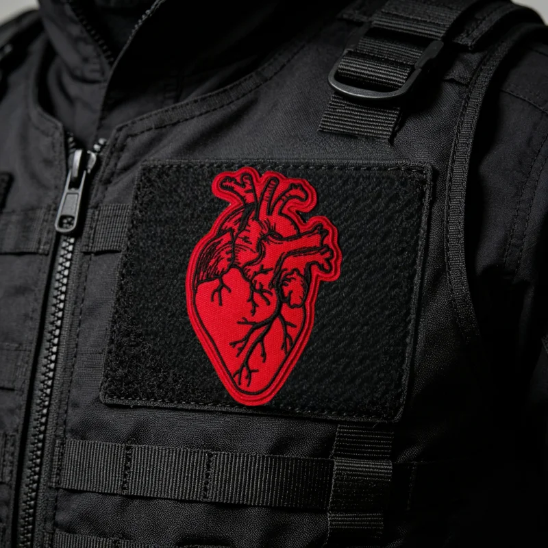 Parche táctico bordado corazón rojo punk con velcro para chaleco