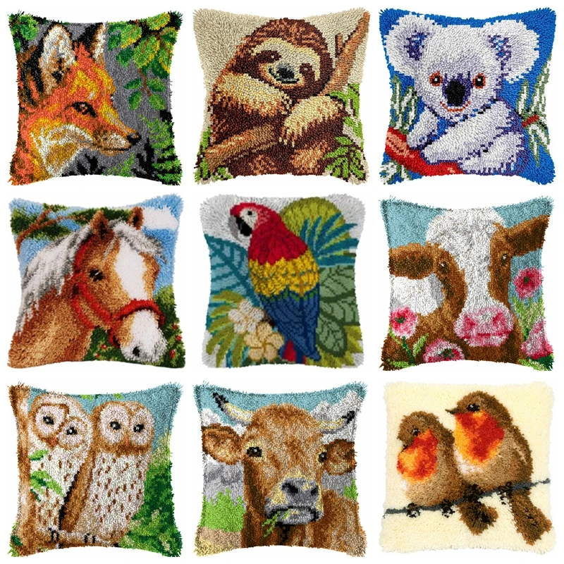 Kit de bordado con botones para almohada animal, loro y pingüino - imagen 5