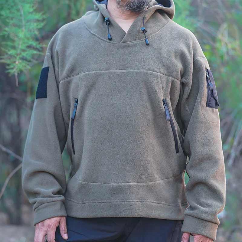 Forro polar táctico con capucha cálida para exterior e invierno - imagen 5