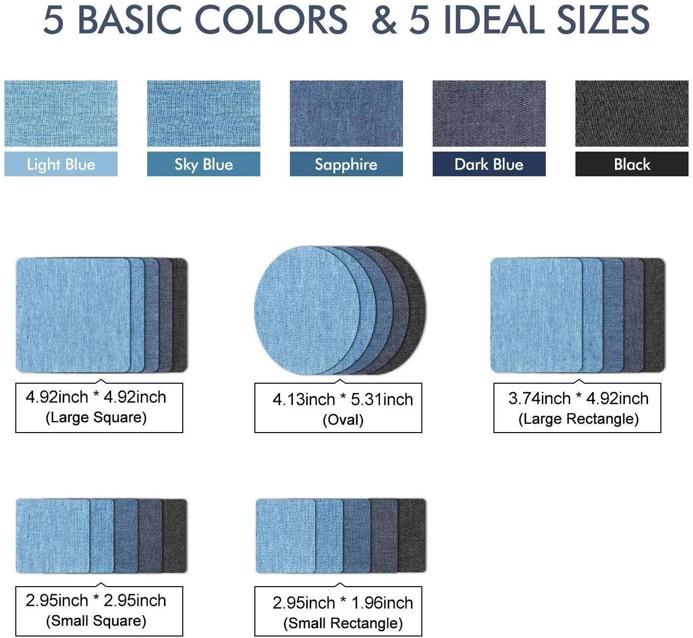 Parche vaquero textil para planchar y coser, azul claro/oscuro - imagen 5