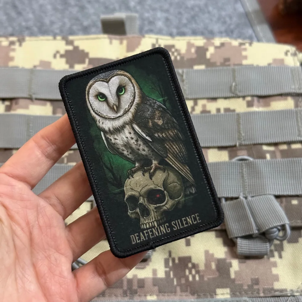 Parche táctico moral búho calavera con velcro gancho y bucle - imagen 2