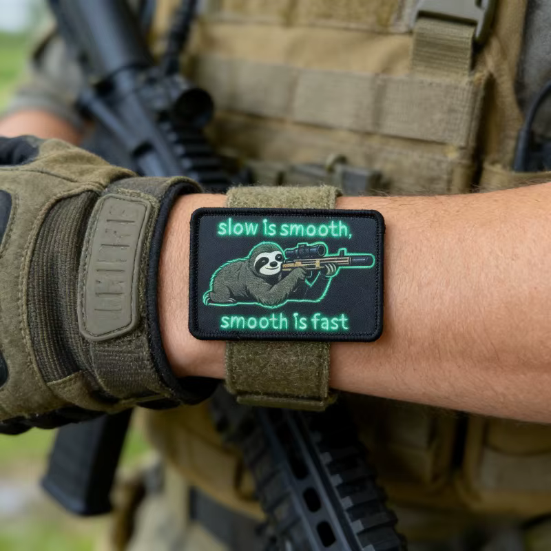 Parche táctico moral lona Sloth Slow Is Smooth con velcro - imagen 2