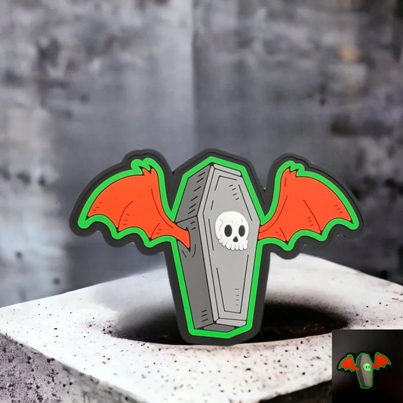 Parche morale calavera murciélago luminescente Velcro para chaleco y mochila - imagen 4