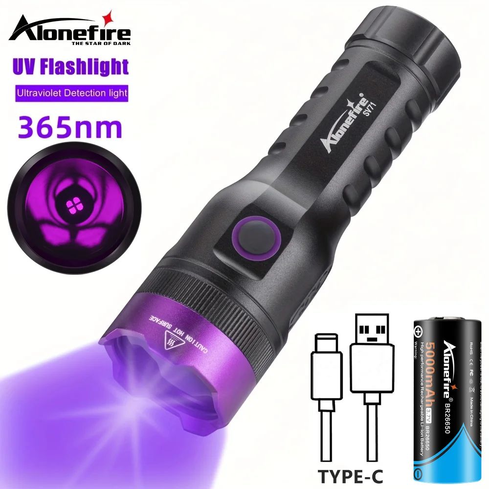 Linterna UV táctica 365nm recargable – Luz negra LED profesional - imagen 2