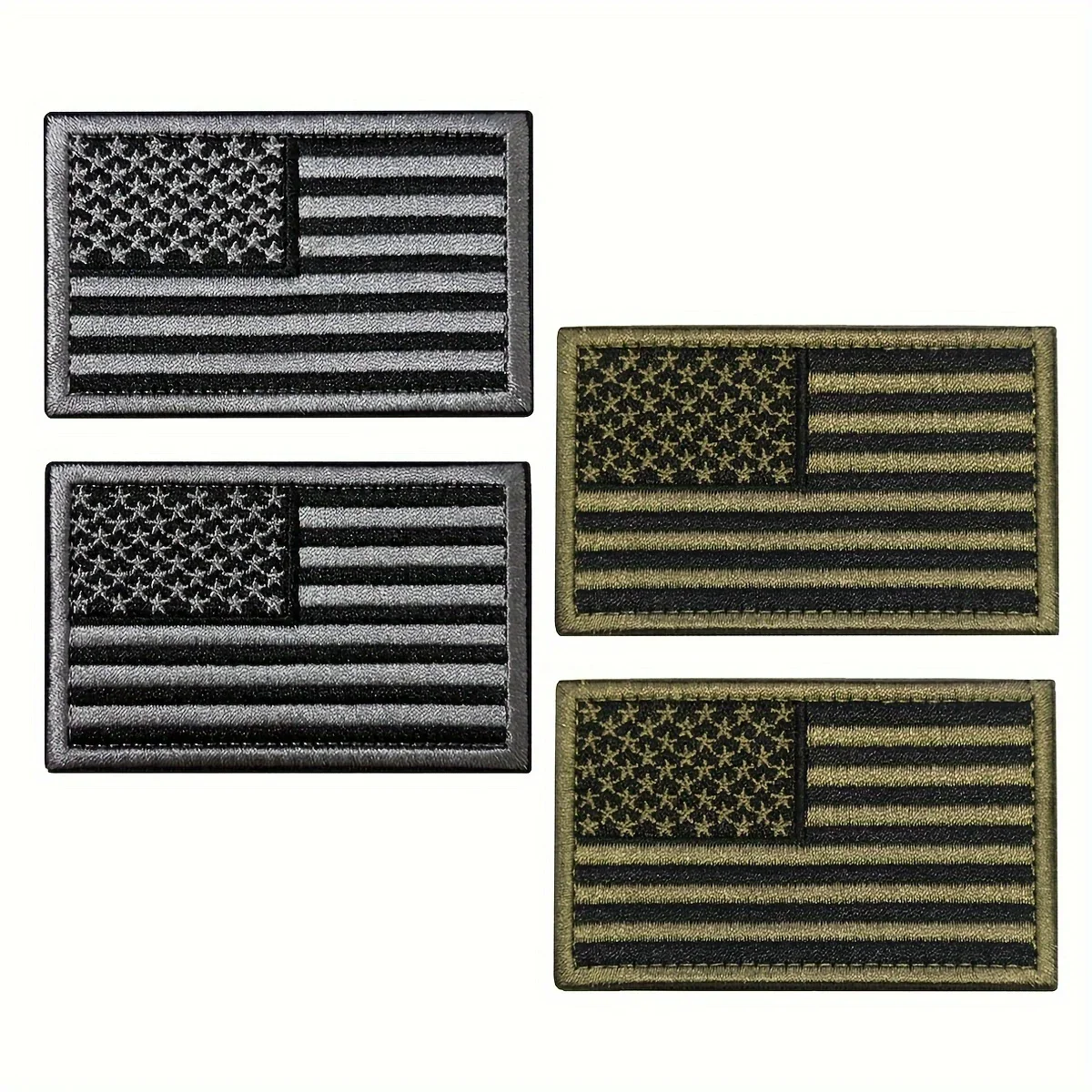 Parches bordados bandera USA verde militar y gris - imagen 2