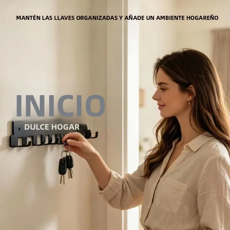 Colgador de llaves pared metálico con ganchos para sombreros - imagen 2