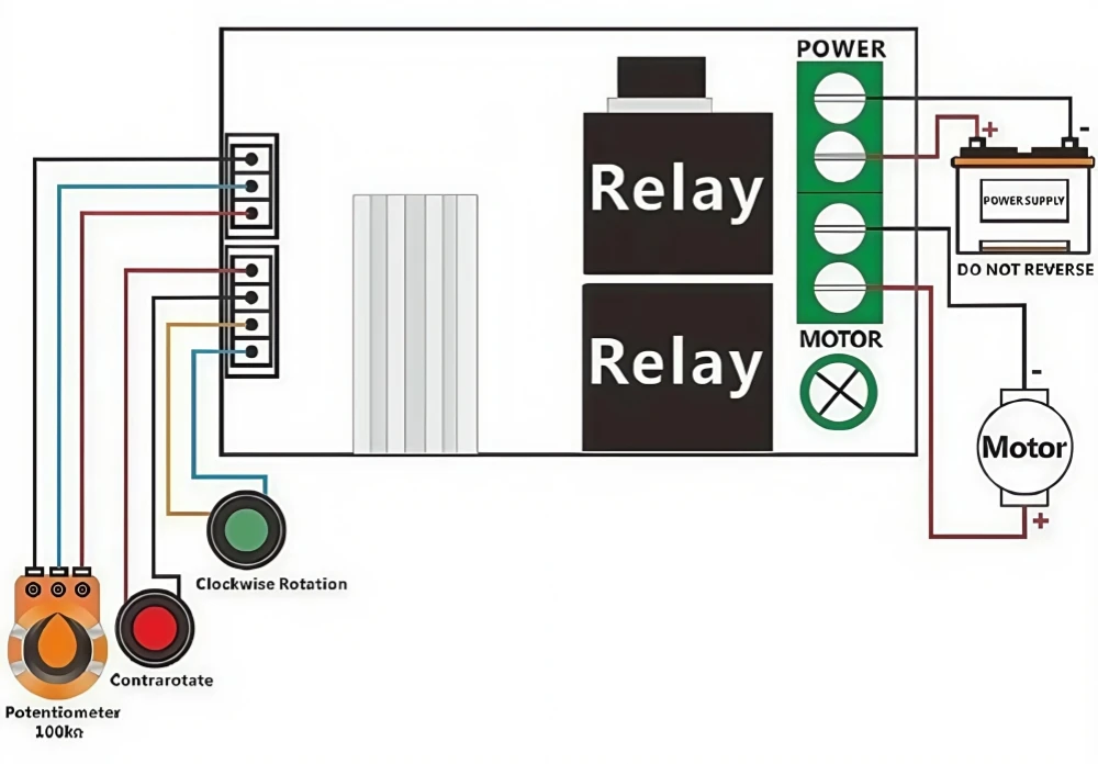 Diagrama de cableado del controlador PWM reversible