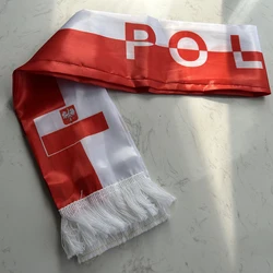Bufanda de fútbol Polonia satén estampada doble cara con borlas