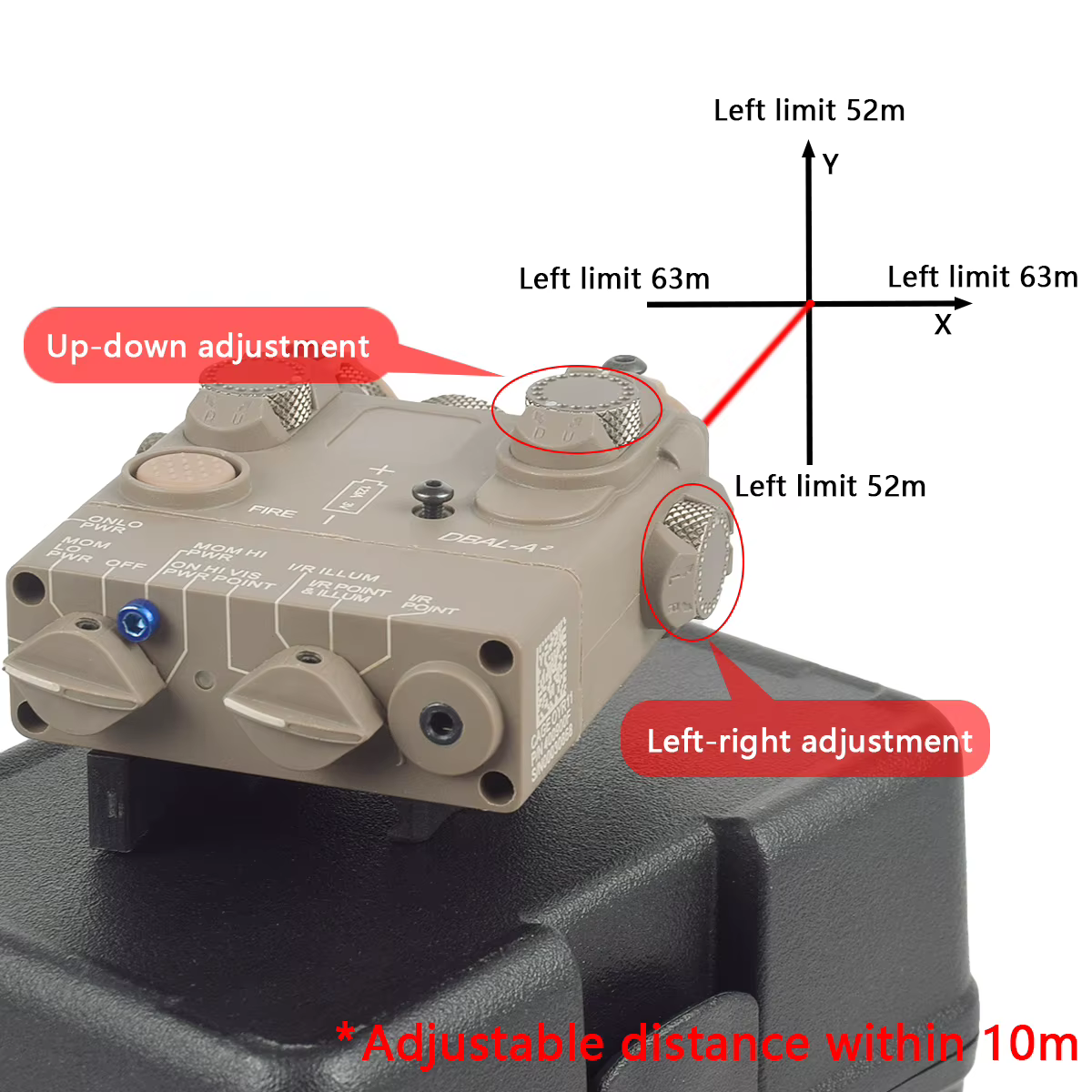 Linterna táctica DBAL-A2 mira láser roja/verde PEQ-15 para rifle airsoft - imagen 5