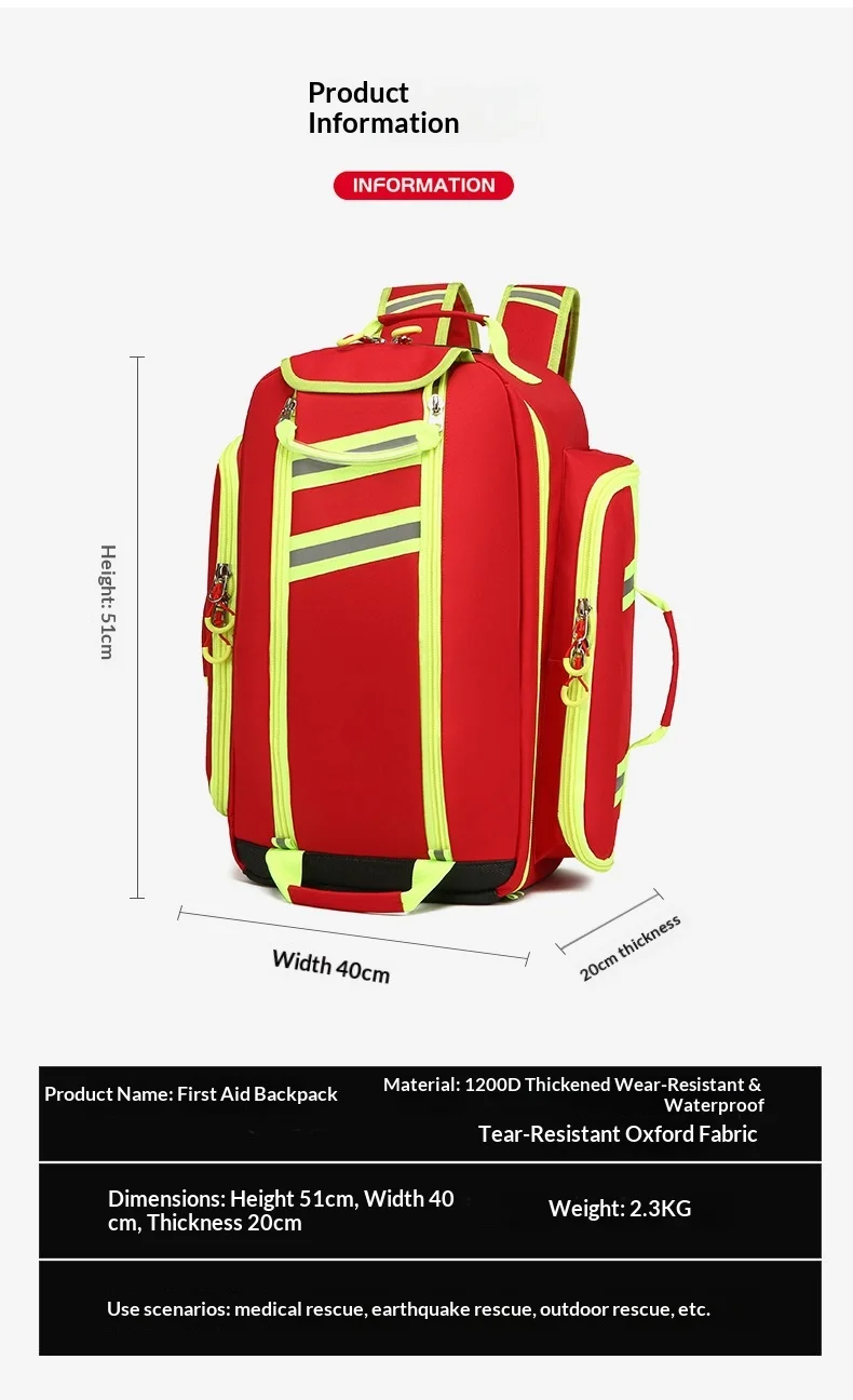 Mochila de primeros auxilios resistente al agua
