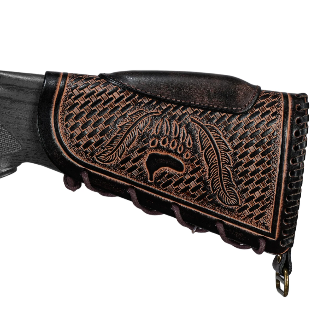 Tourbon Funda de cuero para culata de rifle con portacartuchos - imagen 5