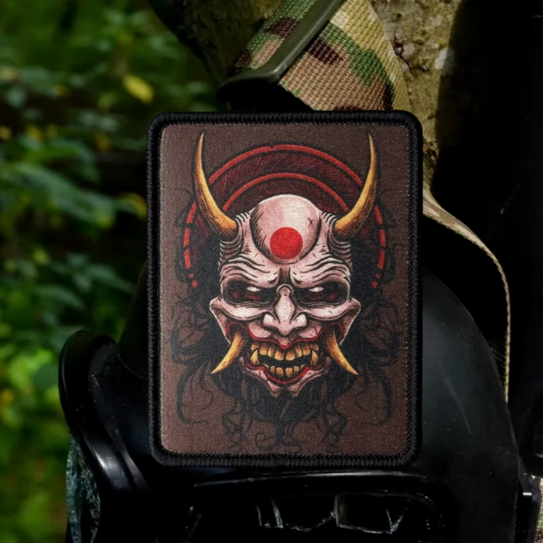 Parche táctico velcro Máscara Hannya – Diseño samurái japonés para equipamiento - imagen 2