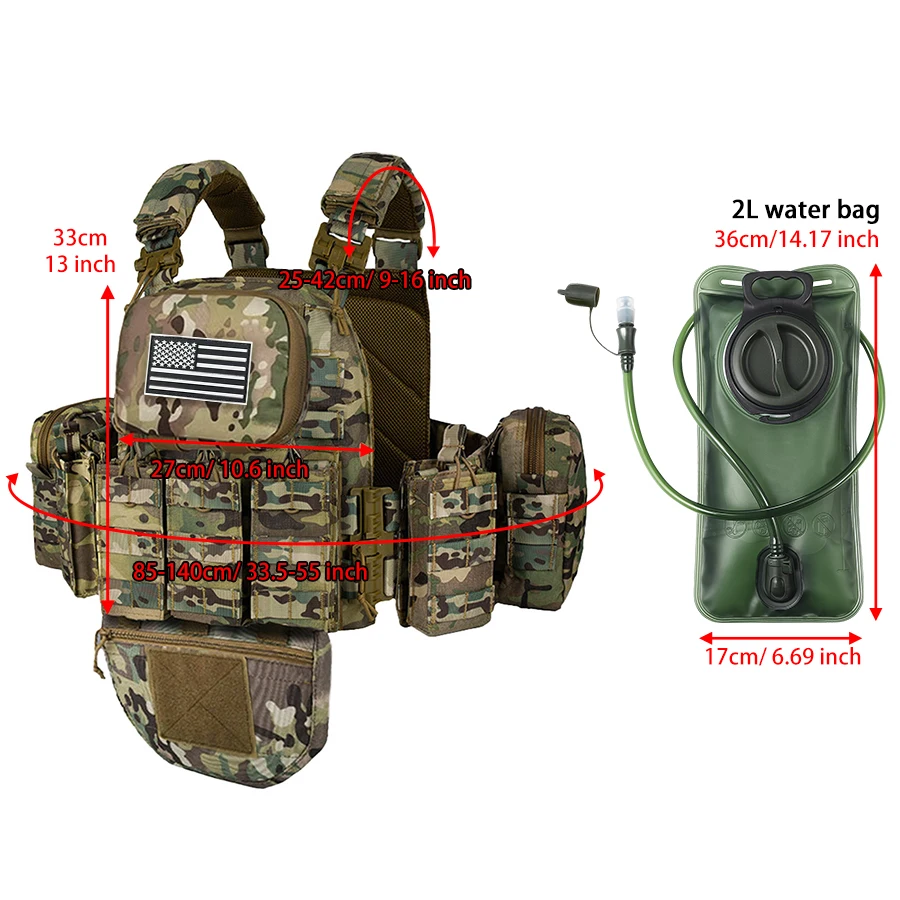 Chaleco MOLLE modular con expansión para bolsa accesorios y agua - imagen 3