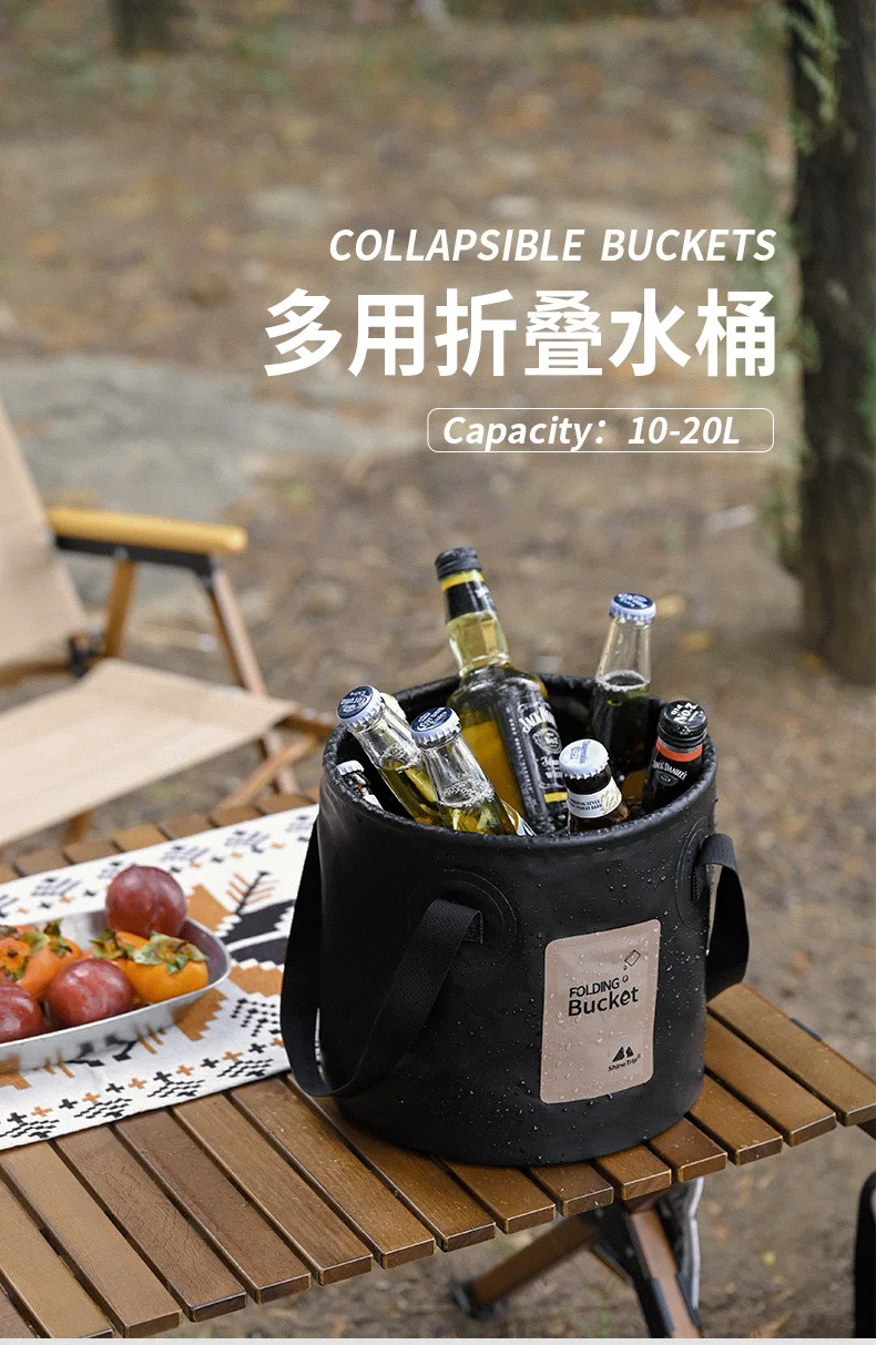 ShineTrip cubo de agua plegable para acampar vista frontal