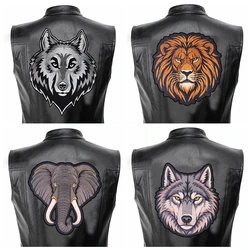 Parche bordado cuero león lobo elefante motociclista punk