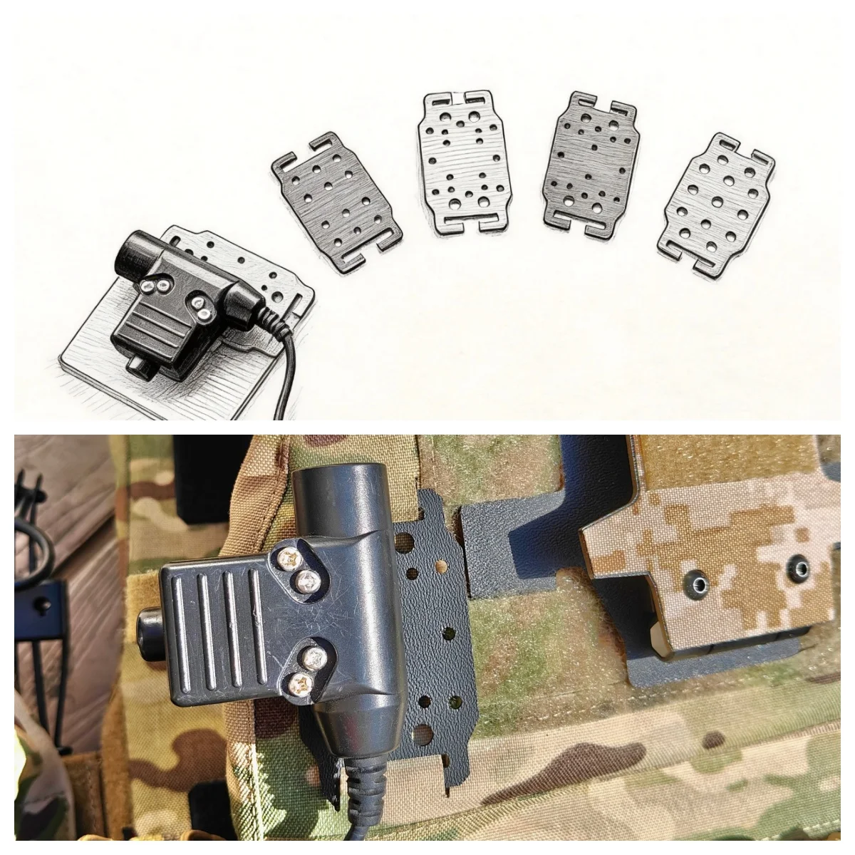Placa adaptadora MOLLE para PTT, soporte de pecho JPC