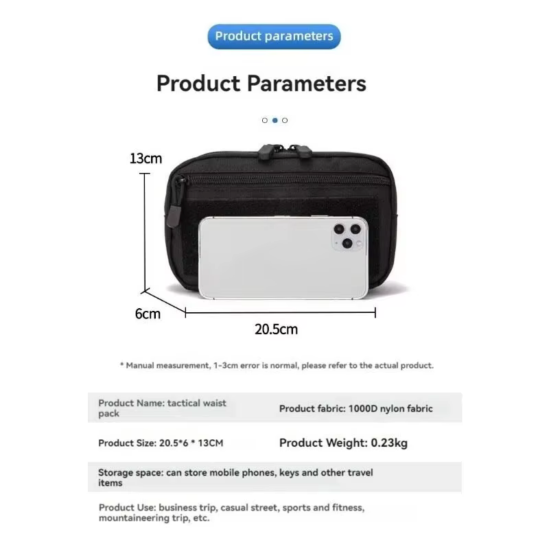 Bolsa táctica MOLLE de cintura EDC compacta para teléfono y útiles