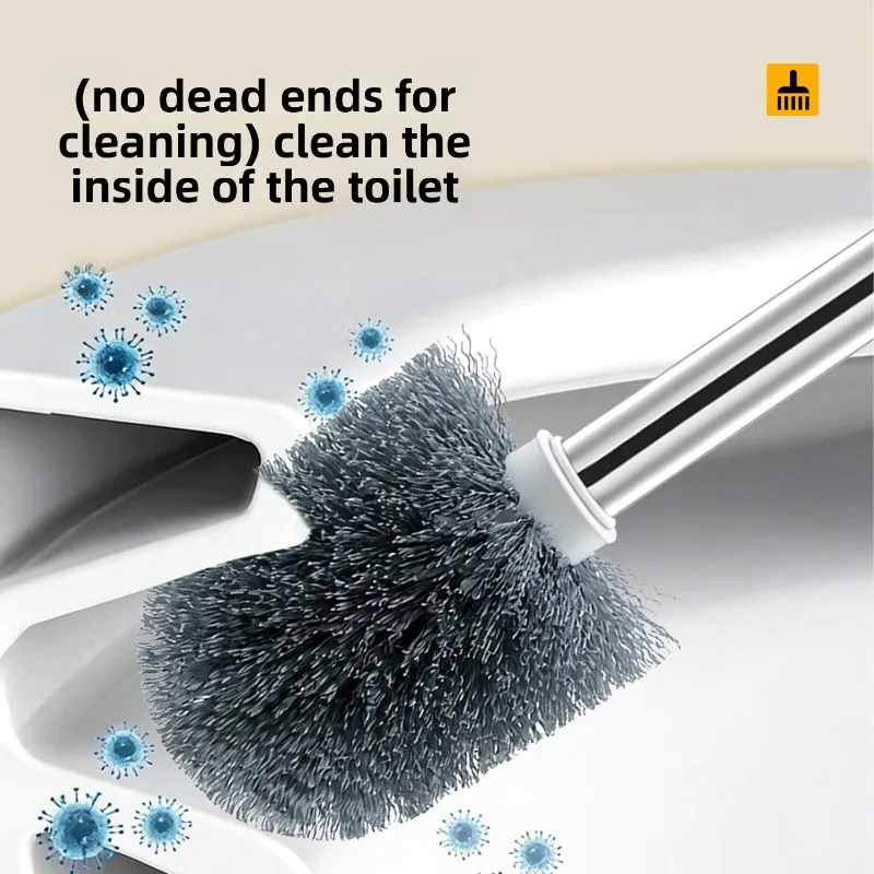 Cepillo inodoro sin ángulos muertos con base – Limpieza profunda baño