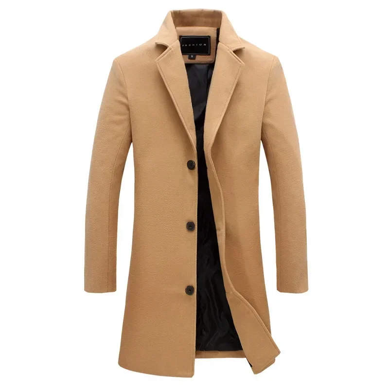 Chaqueta mezclada algodón y lana – Abrigo largo casual para hombre - imagen 2