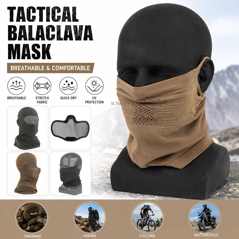 Balaclava táctica de malla metálica para cara completa y casco - imagen 2