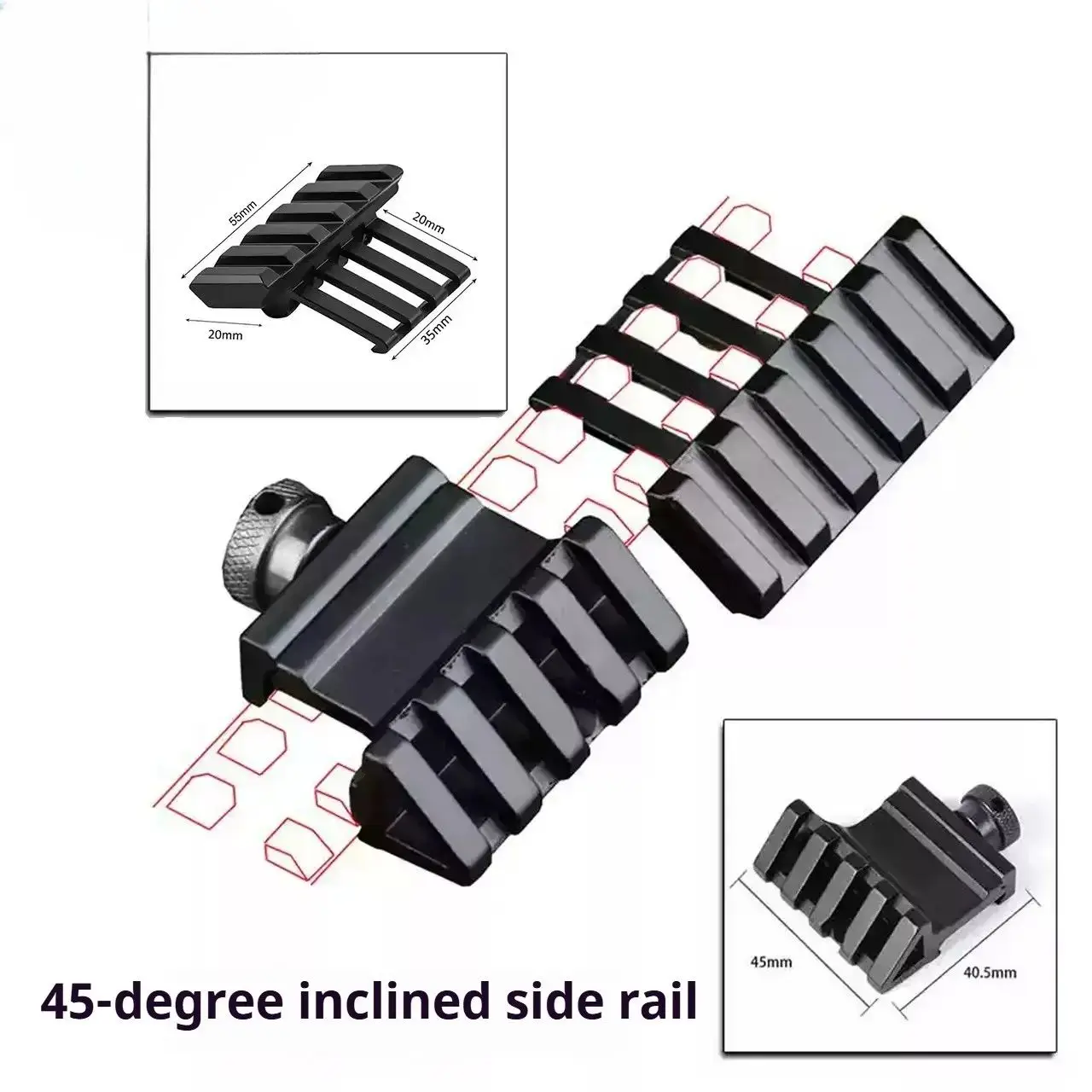 Soporte para linterna táctica lateral metálico con riel Picatinny - imagen 3