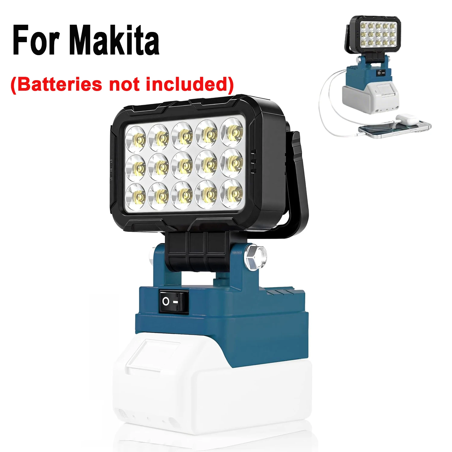 Lámpara de trabajo LED Makita inalámbrica con USB y batería no incluida