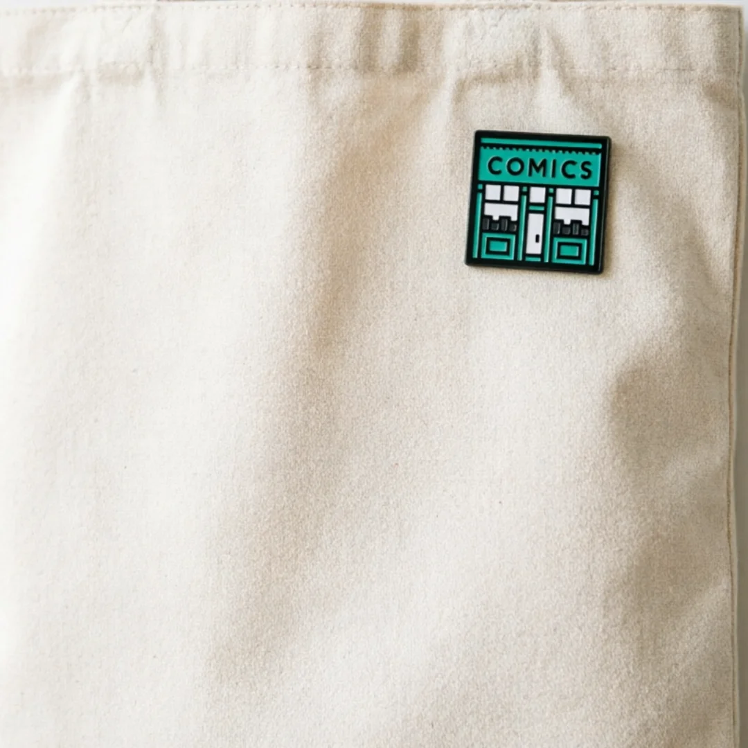 Pin esmaltado de tienda de cómics retro para lectores geek - imagen 5